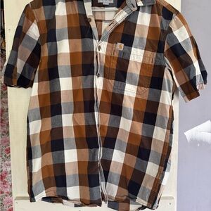 Carhartt Brown and Black Casual Button Down Shirt